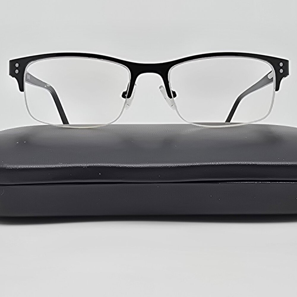 Tapout TAP840 001 Gloss Black Semi Rimless Eyeglasses Frame w Flexhinge and Case